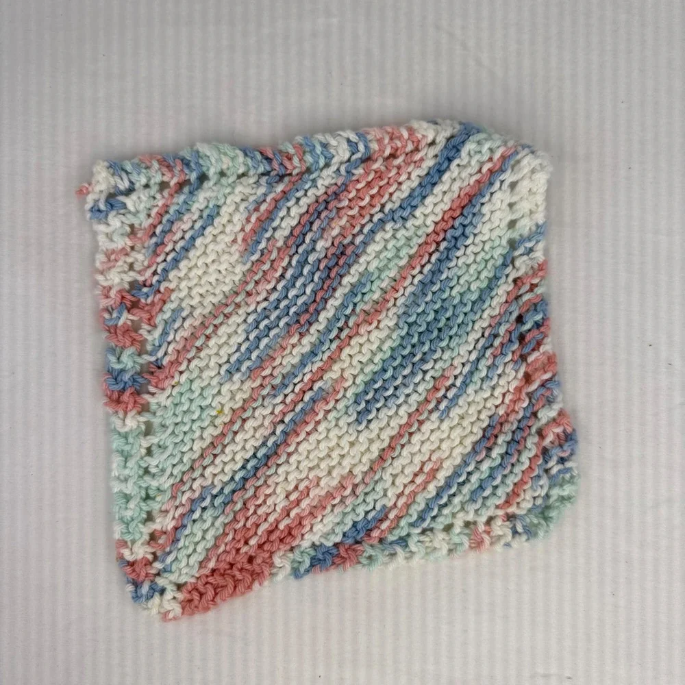 Handmade Crochet Knit Dishcloth Set 5pc Cotton Reusable Washcloths Multi Color